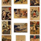 Full set 100pcsJapanese Retro nostalgic kraft paper posters