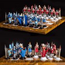 Unique hand carved chess set Hungarian,Pewter handcrafted chess set,Hand painted