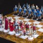 Unique hand carved chess set Hungarian,Pewter handcrafted chess set,Hand painted