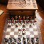 Unique hand carved chess set Hungarian,Pewter handcrafted chess set,Hand painted