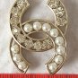 CHANEL CLASSIC Pearl Crystal Fashion Brooch Pin GOLD Hollow CC Authentic NIB