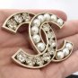 CHANEL CLASSIC Pearl Crystal Fashion Brooch Pin GOLD Hollow CC Authentic NIB