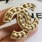 CHANEL CLASSIC Pearl Crystal Fashion Brooch Pin GOLD Hollow CC Authentic NIB