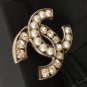 CHANEL CLASSIC Pearl Crystal Fashion Brooch Pin GOLD Hollow CC Authentic NIB