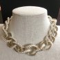 CHANEL CC Necklace CHOKER Bubble Pearls Brushed Finish GOLD Chain NIB