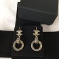 CHANEL CC Crystal Hoop Drop Dangle Earrings Gold 2016 ROME PARIS NIB