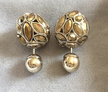 DIOR TRIBAL Earrings Mise en DIOR TRIBALE GOLD Plated Crystal Limited Ed NIB