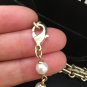 CHANEL Pearl & Chain Gold Short Necklace Choker Red Black Enamel Casual Elegant