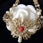 CHANEL Pearl & Chain Gold Short Necklace Choker Red Black Enamel Casual Elegant