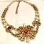 CHANEL Pearl & Chain Gold Short Necklace Choker Red Black Enamel Casual Elegant