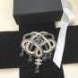 CHANEL CC Crystal Baguette Brooch Royal Blue Fringe 5 Teardrop Pin Large Size