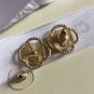 CHANEL Vintage Gold Stud Earrings Red Enamel CC Retro Jewel Authentic NIB