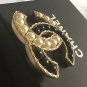CHANEL PEARL Black & Cream Resin Bead Fashion Brooch Pin GOLD CC Authentic NIB