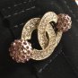 CHANEL Crystal CC Gold Fashion Brooch Pin Violet Globes Authentic HALLMARK NIB