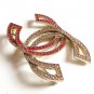 CHANEL Crystal Booch Pin Double CC Red & Gold Rhinestone Authentic Hallmark NIB