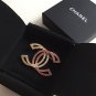 CHANEL Crystal Booch Pin Double CC Red & Gold Rhinestone Authentic Hallmark NIB