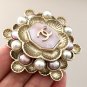 CHANEL Byzantine Brooch Pink Silver Pearl Petal Vintage CC Authentic NIB