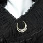 CHANEL Pearl Crystal Brooch Crescent Moon Pin GOLD CC Dubai Cruise 2015 NIB
