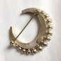 CHANEL Pearl Crystal Brooch Crescent Moon Pin GOLD CC Dubai Cruise 2015 NIB