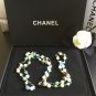 CHANEL PEARL Necklace Jade Green Blue Grey Glass Bead CC Gold Authentic NIB