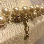CHANEL PINK Pearl Necklace Glass Bead Clover Leaf Long Strand Gold Chain CC NIB