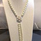 CHANEL Camellia Pendant Necklace Cream Pearl Bubble Fringe Gold Chain Dangle NIB