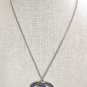 CHANEL BLUE Baguette CC Crystal Pendant Necklace SILVER Chain Authentic NIB