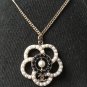CHANEL Camellia Pearl Black White CC Pendant Necklace GOLD Chain Authentic NIB
