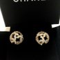 CHANEL CC Crystal Stud Earrings Gold Sphere 17P Elegant Hallmark Authentic NIB