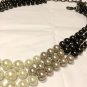CHANEL Multi-Color 3 Strand Necklace Choker BLACK Grey WHITE Gradual Pearl NIB