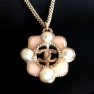 CHANEL Chain Necklace Small Pink Gripoix Pearl Pendant 2016 Summer Hallmark