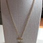 CHANEL Gold Chain Necklace Black Leather Weave Oval Pendant Authentic NIB