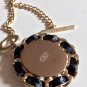 CHANEL Gold Chain Necklace Black Leather Weave Oval Pendant Authentic NIB