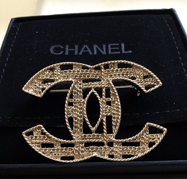 gold chanel brooch authentic