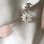 CHANEL Flower Dangle Earrings Black CC Stud WHITE Chrysanthemum Enamel Petal
