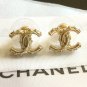 CHANEL Delicate CRYSTAL CC Gold Stud Earrings Rhinestone Authentic Hallmark NIB