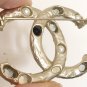 CHANEL Rome Paris Pearl Rhinestone Crystal Brooch Pin VINTAGE GOLD CC Authentic
