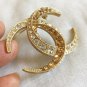CHANEL Dubai Gold Crystal Baguette CC Moonlight Fashion Brooch Pin Authentic