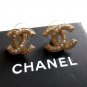 CHANEL CC Gold Medium Stud Earrings Gradual Pearl Accent Authentic