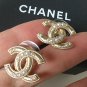 CHANEL CC Gold Medium Stud Earrings Gradual Pearl Accent Authentic