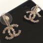 CHANEL Grey Crystal Stick CC Rhinestone Gold Earrings Authentic NIB