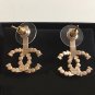 CHANEL Grey Crystal Stick CC Rhinestone Gold Earrings Authentic NIB