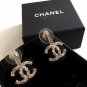 CHANEL Grey Crystal Stick CC Rhinestone Gold Earrings Authentic NIB