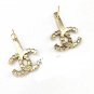 CHANEL Grey Crystal Stick CC Rhinestone Gold Earrings Authentic NIB