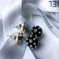CHANEL Gold CC Stud White Pearl Black Ball Small Dangle Earrings NIB