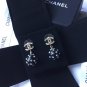CHANEL Gold CC Stud White Pearl Black Ball Small Dangle Earrings NIB