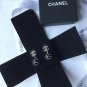 CHANEL Gold CC Stud White Pearl Black Ball Small Dangle Earrings NIB