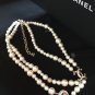 CHANEL Sun Moon 2 Strand Necklace Choker Gold Crystal Pearl 2017 NIB