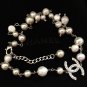 CHANEL Silver Crystal Chain CC Pearl Short Necklace Choker 2017 NIB