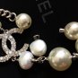CHANEL Silver Crystal Chain CC Pearl Short Necklace Choker 2017 NIB